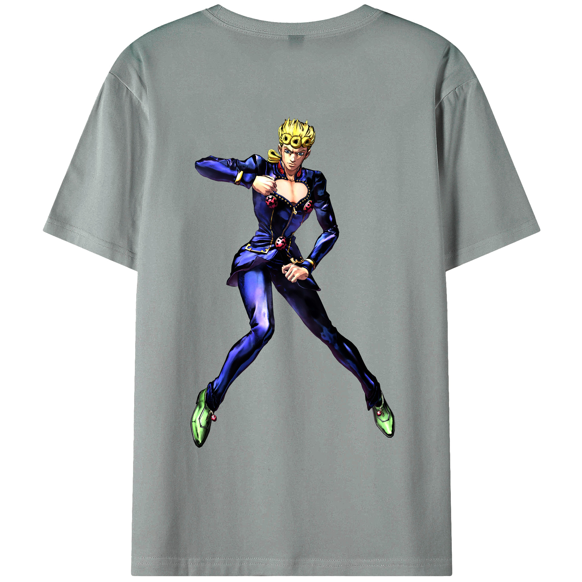 （画像用） ジョジョの奇妙な冒険 ジョルノ?ジョバァーナ JoJo's Bizarre Adventure Giorno Giovanna 綿100％ メンズ半袖Tシャツ（バックプリント） 通気性